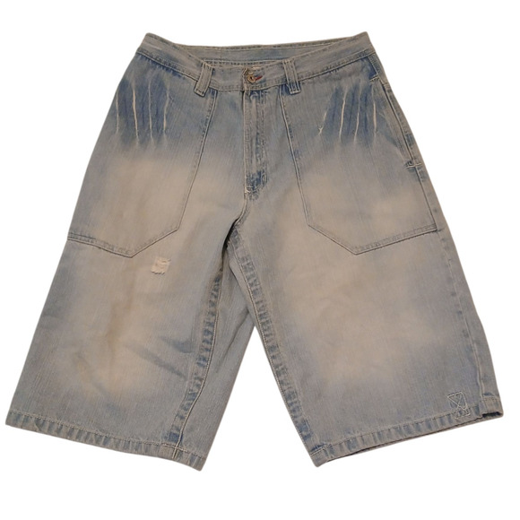 Vintage 90s Southpole Premium Baggy Jean Shorts Mens 34 Relaxed Fit Light Wash - Picture 2 of 12